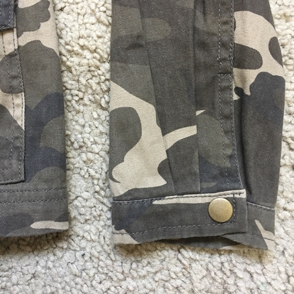 RSQ Size L Army Camouflage Anorak Jacket Front Zip Buttons Pockets Girls - Picture 4 of 8